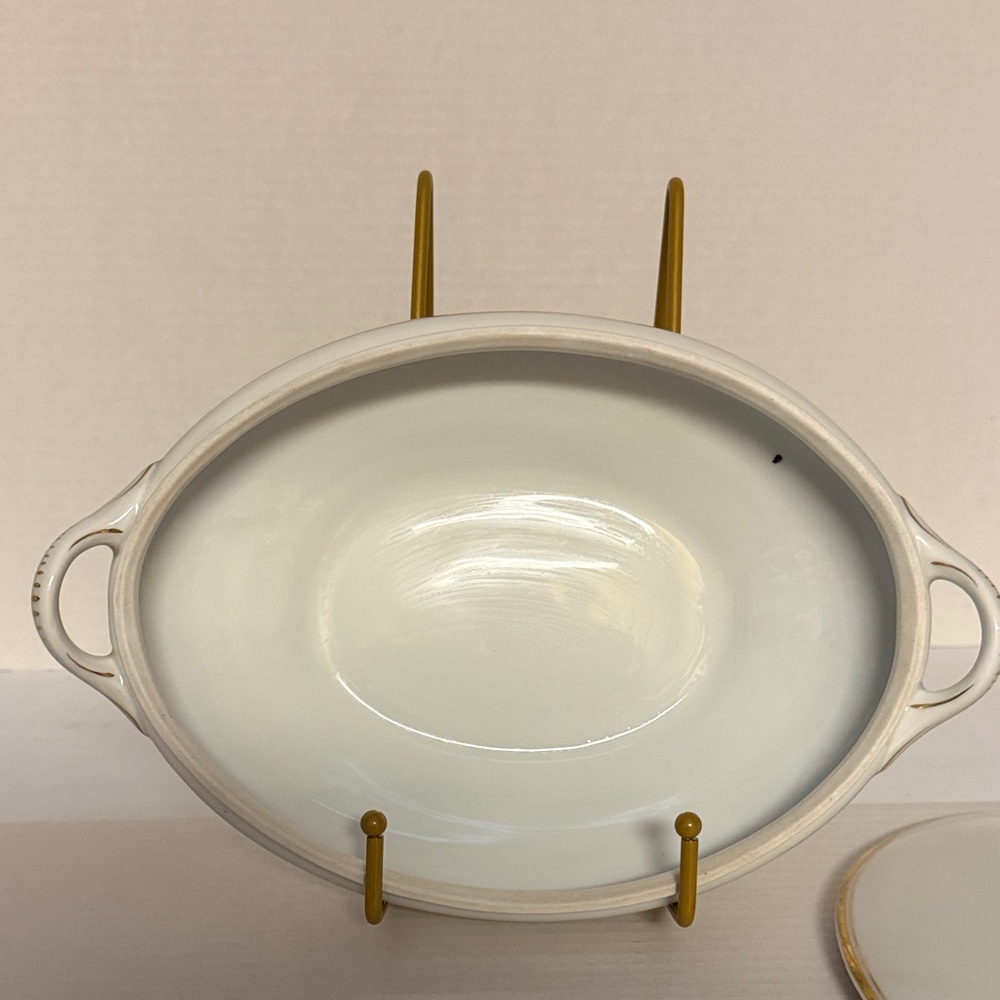 Bass White Ceramic Serveware with Teal Maker's Mark